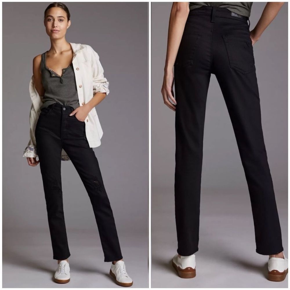 NWT AG Adriano Goldschmied Alexxis Slim Jean in Blackboard Distressed Size 29